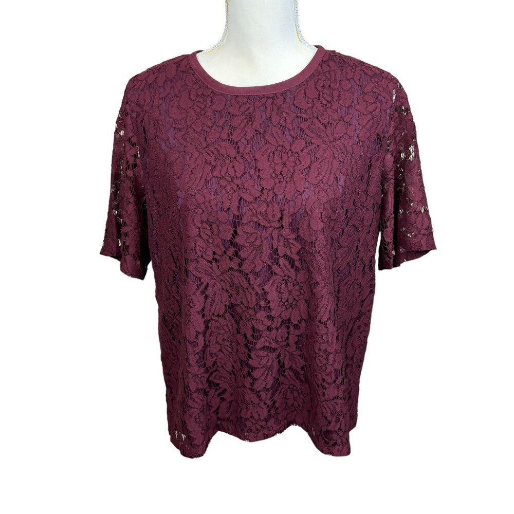 Madewell top, size Large, semisheer, lace, NWT, summer, dressy, office, zipper - Picture 1 of 11